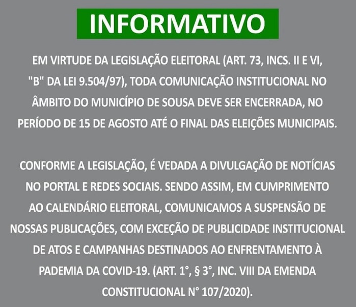 Comunicado sobre informações institucionais no portal Oficial